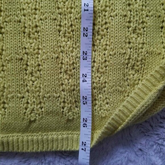 Anthro Sparrow 100% Cotton Yellow 3/4 Sleeve Cable Knit Crew Neck Sweater Sz XS - Picture 7 of 10